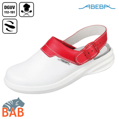 Abeba SOPO-7623 Pantolette in Glattleder weiß-rot Gr. 37