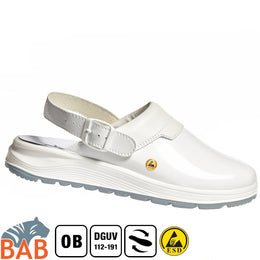 Abeba 837620 easy 2.0  Berufsschuhe Clog Damen Lack-Optik weiss ESD