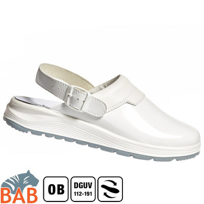 Abeba 87620 easy 2.0 Berufsschuhe Clog Damen Lack-Optik weiss