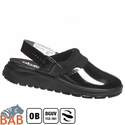 Abeba 87621 easy 2.0 Berufsschuhe Clog Damen Lack-Optik schwarz
