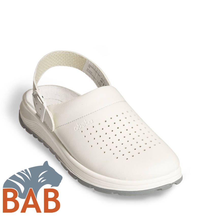 Abeba ACTIVE 877020 Berufsschuhe Pantolette Microfaser weiss perforiert