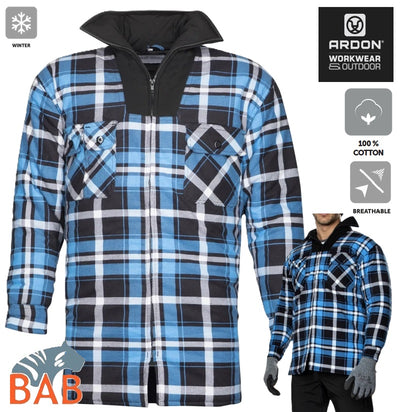 Ardon H20087 Winter-Flanellhemd ARDON®JONAH blau  mit Reißverschluß