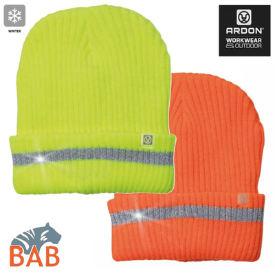 AR-H6053/4 Wintermütze gestrickt + Fleece Hi-Viz ARDON®SPARK gelb und orange
