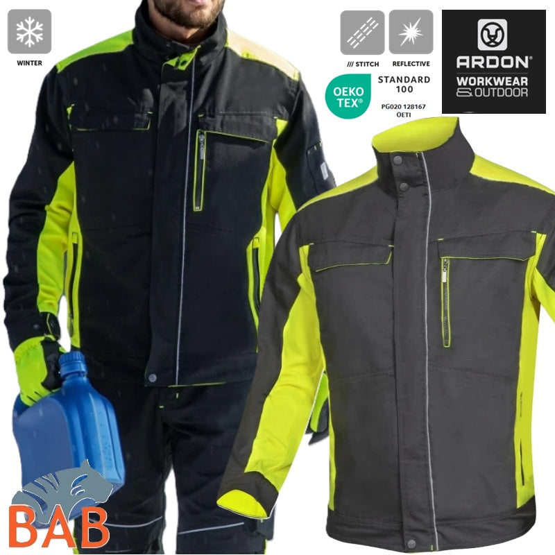 Ardon H6441 Neon Winterjacke schwarz-gelb