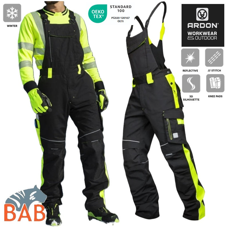 Ardon H6472 Latzhose ARDON®NEON WINTER schwarz-gelb