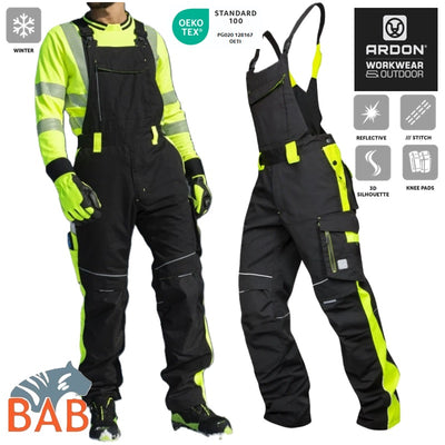 Ardon H6472 Latzhose ARDON®NEON WINTER schwarz-gelb