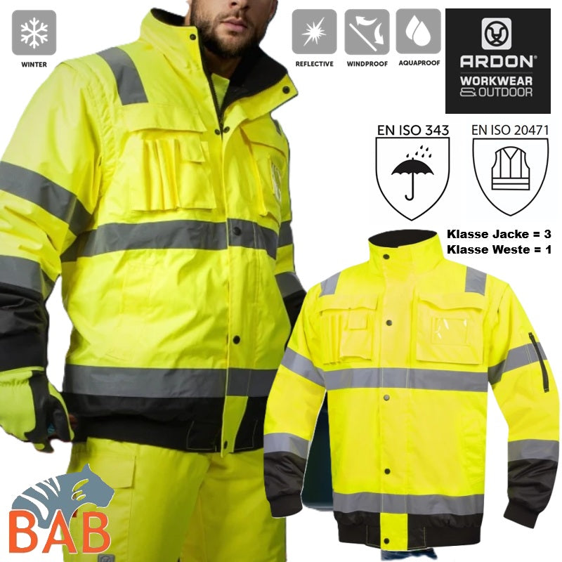 Ardon H8227 wasserdichte Warnschutzjacke ARDON®HOWARD+ gelb-schwarz