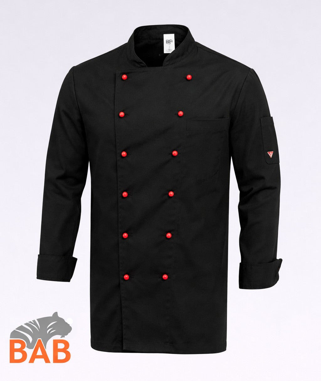 BP-SOPO-1503 Kochjacke schwarz Industriewäsche geeignet-Herrengöße Gr. 48, 52, 56