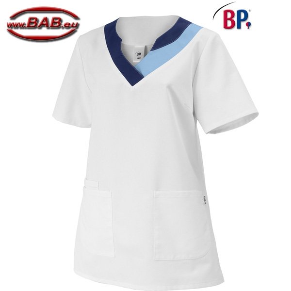 BP-SOPO 1664 weißer Damen Schlupfkasack blau abgesetzt-Damengröße Gr. 40n, 44n, 48n