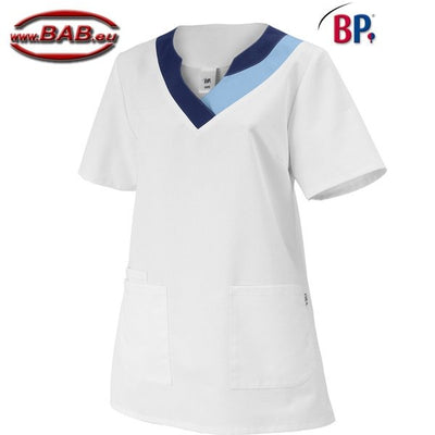 BP-SOPO 1664 weißer Damen Schlupfkasack blau abgesetzt-Damengröße Gr. 40n, 44n, 48n