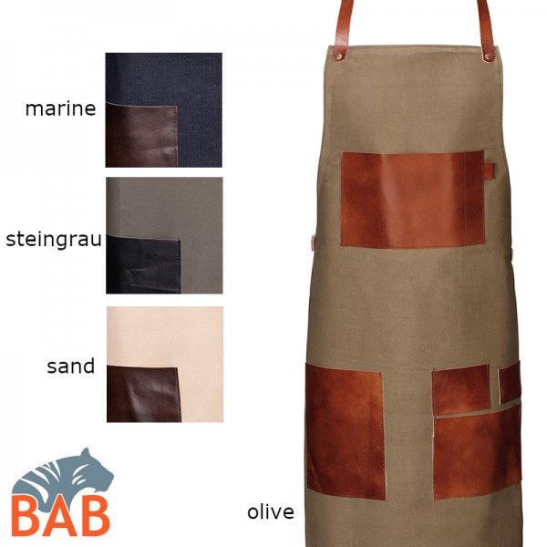 E-148-31 Latzschürze Strong Collection mit Lederapplikatione