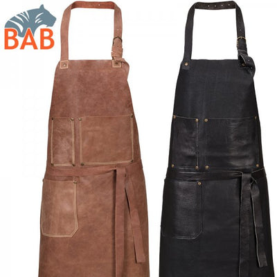 E-179-86 Strong Collection Latzschürze aus Leder in schwarz