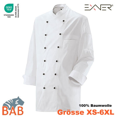 E-200-15 Kochjacke aus Baumwolle auch in 4XL, 5XL, 6XL