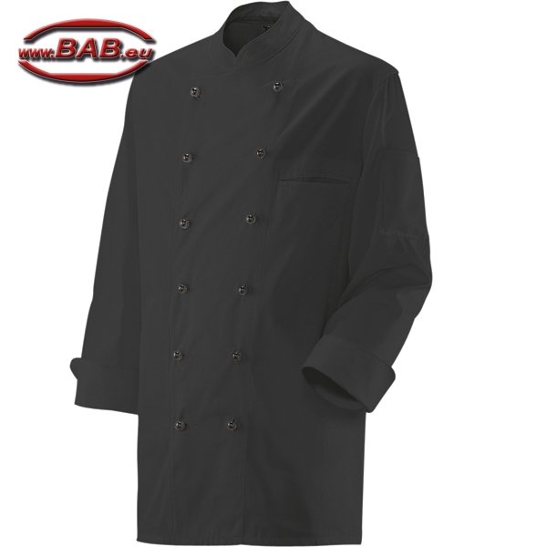 E-200-20 Pflegeleichte Kochjacke für Damen und Herren in schwarz