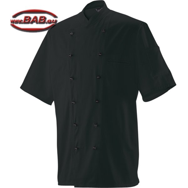 E-201-20 Farbige Kochjacke halbarm, schwarz