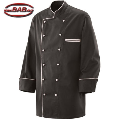E-207-20 Kochjacke schwarz mit Paspelierung weiß