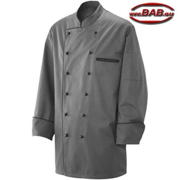 E-208-20  Kochjacke grau Paspel  schwarz  bis 5XL