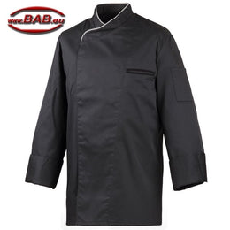 E-212-20 schwarze Kochjacke Paspel in silbergrau