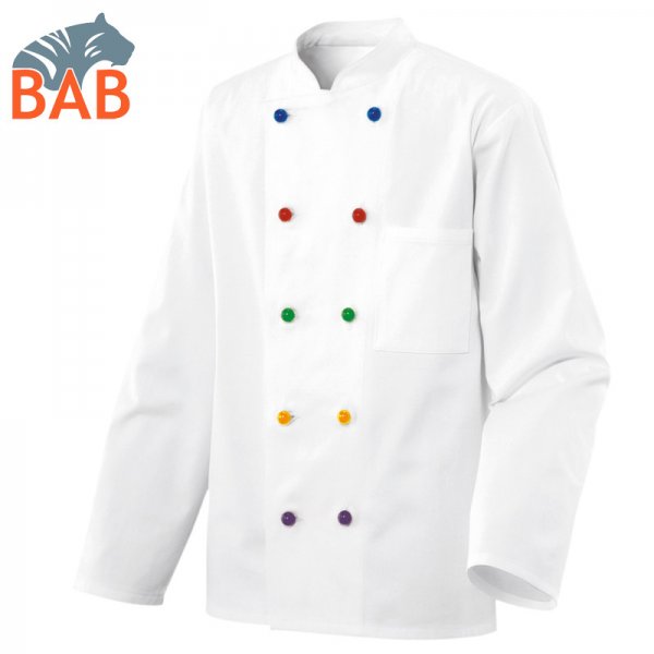 E-213-15 Kinder Kochjacke mit Stehkragen aus Baumwolle