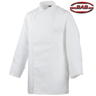 E-216-15 Farbige Kochjacke in langarm /Baumwolle in weiß