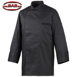 E-216-20 Farbige Kochjacke in langarm / Mischgewebe schwarz