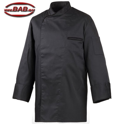 E-216-20 Farbige Kochjacke in langarm / Mischgewebe schwarz