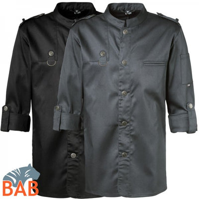 E- 222 20 Strong Collection Kochjacke im Bikerstyle, schwarz und in grau