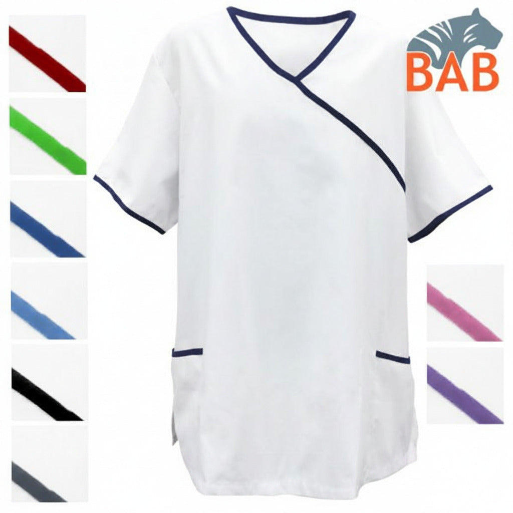E-SOPO-281-75 Schlupfkasack mit V-Ausschnitt und farbiger Paspel in navy Gr. 5XL
