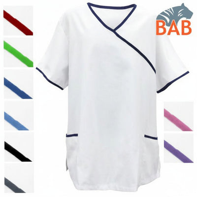 E-SOPO-281-75 Schlupfkasack mit V-Ausschnitt und farbiger Paspel in navy Gr. 5XL