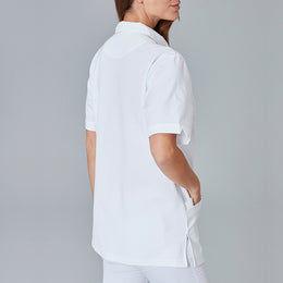 E-345-36 Unisex Polo-Kasack, kurzarm, weiß bis Gr. 5XL