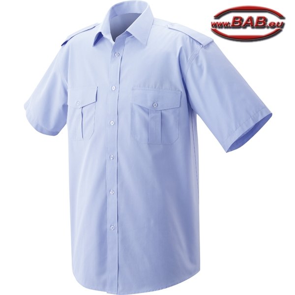 E-407-60 Pilotenhemd mit aufgesetzten Brusttaschen hellblau