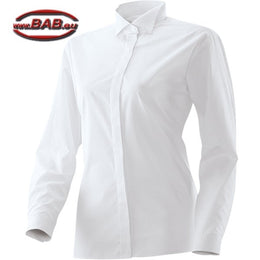 E-455-60 Smokingbluse langarm in gerader Schnittform weiss