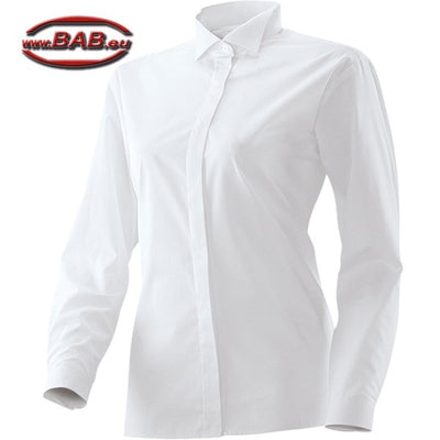 E-455-60 Smokingbluse langarm in gerader Schnittform weiss