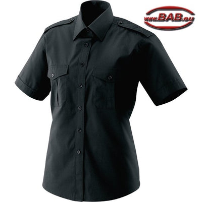E-459-60 Halbarm Pilotenbluse mit Kentkragen in schwarz