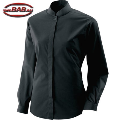 E-460-60 schwarze Barbluse mit Stehkragen