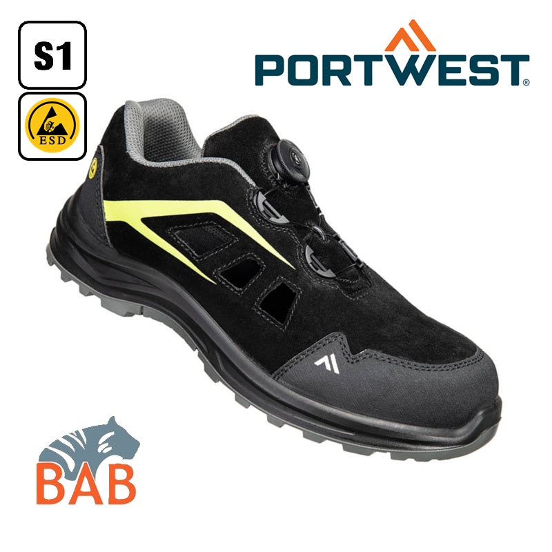 PW-SOPO-PWFE06  Composite Sandale S1  schwarz/grün Gr.45