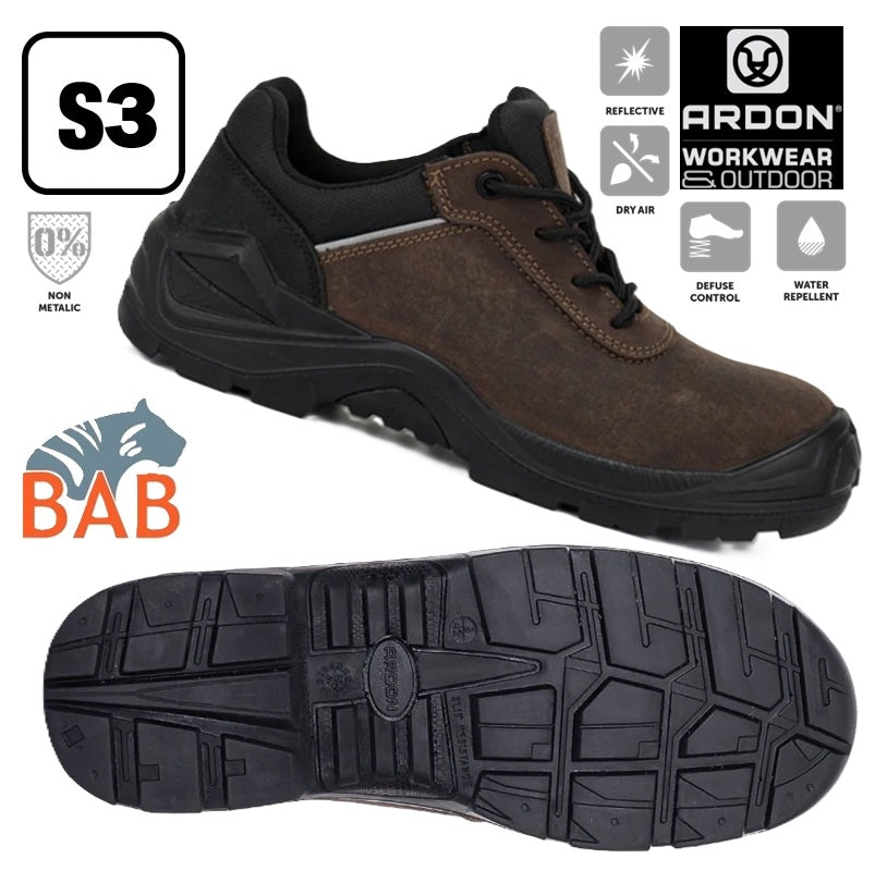 AR-G3422 ARDON®LEADERLOW S3 Sicherheitshalbschuh Braun NUBUCK - Leder