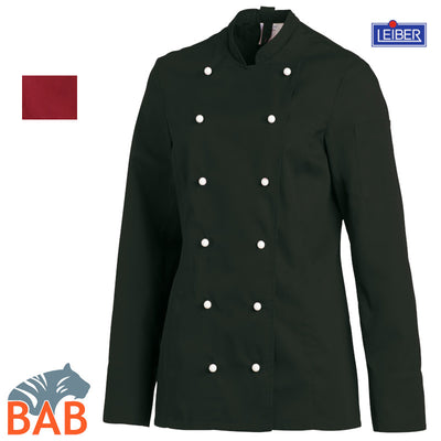 LE-08-2518 Kochjacke Damen in schwarz, langarm
