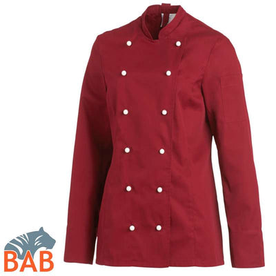 LE-08-2518 Damenkochjacke in bordeaux, langarm