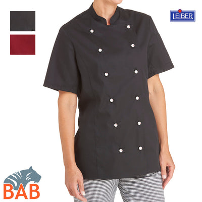 LE-08-2519 Kochjacken für Damen 1/2 Arm in schwarz
