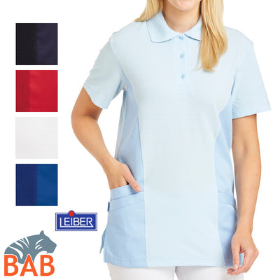 LE-08-2546  Polo-Schlupfkasack im Materialmix. weiß, marine, hellblau, blau