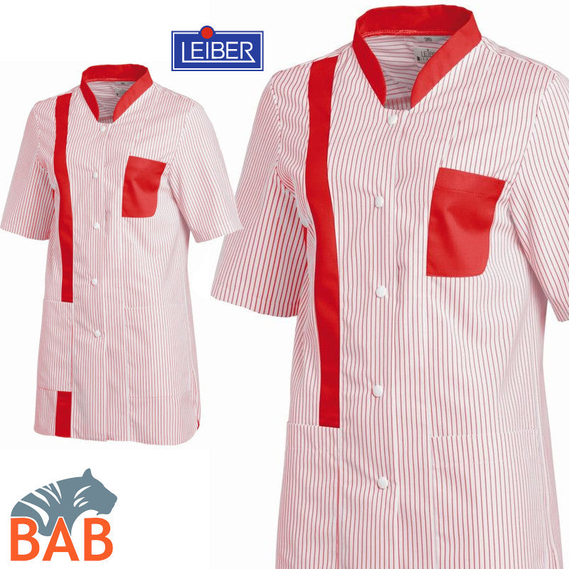 LE-08-634-02 Damen Berufskasack farbig weiß/rot
