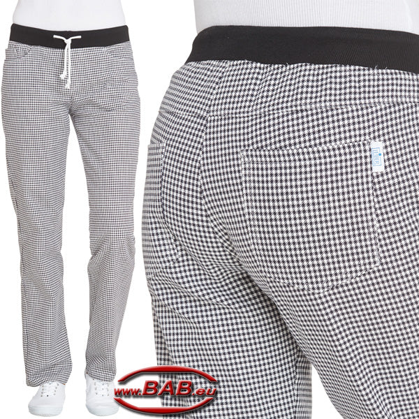 LE-08-7220 Damenhose mit Strickbund und Kordelzug in pepita