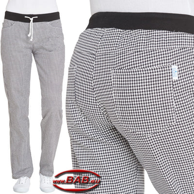LE-08-7220 Damenhose mit Strickbund und Kordelzug in pepita