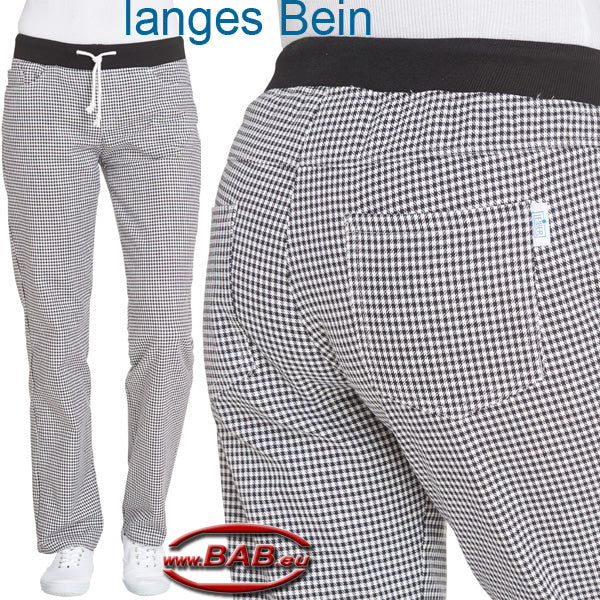 LE-08-7221 Damen Kochhose mit Strickbund in pepita Langgrößen