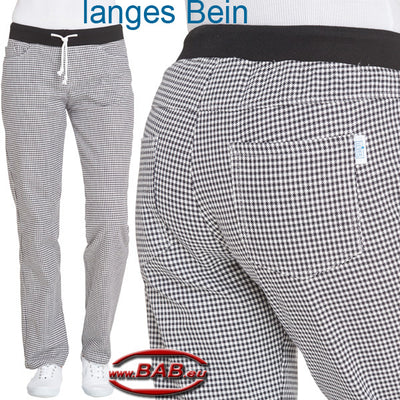 LE-08-7221 Damen Kochhose mit Strickbund in pepita Langgrößen