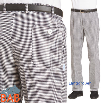 LE-12-5551 Koch- Bäckerhose schwarz-weiß pepita in Langgrößen