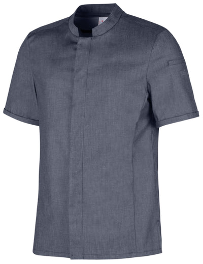 LE-12-1385 Kochhemd für Herren 1/2 Arm in jeansgrau