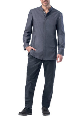 LE-12-1386 Kochhemd für Herren  in jeansgrau