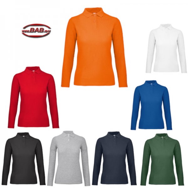 LS-BCPWI13 Farbige langarm Damenpolos mit verstärkter Knopfleiste